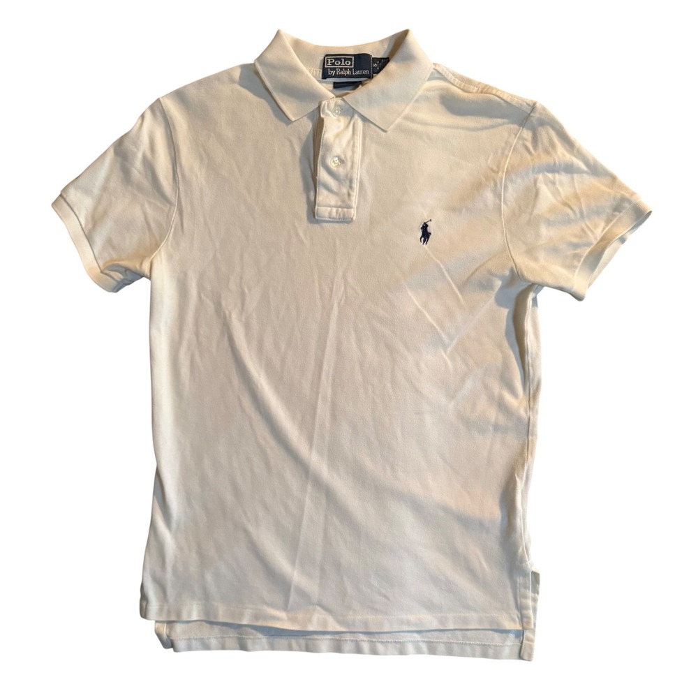 Polo Ralph Lauren Custom Fit Polo Shirt Mens S White Pique Cotton Short Sleeve